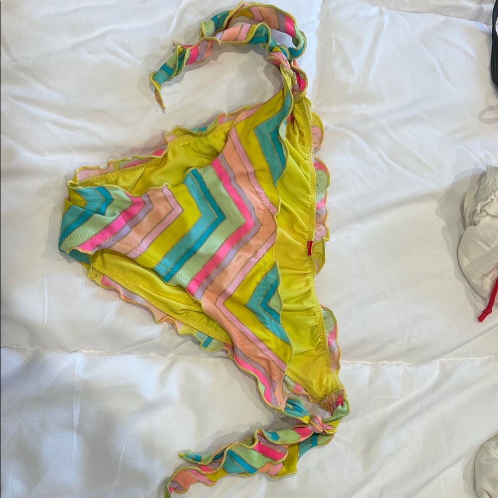 Victoria's Secret Yellow Multi-Color Striped Bikini Bottom